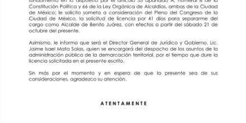 Taboada solicita licencia para buscar candidatura del Frente Amplio por la Ciudad