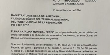 Catalina Monreal impugna resolución del Tribunal Electoral CDMX